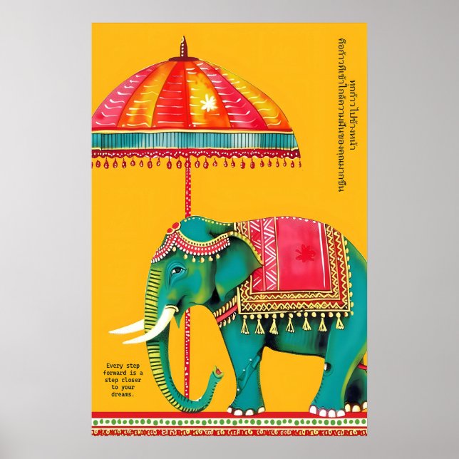 Impression d'art d'éléphant indien culturel Rajast (Devant)