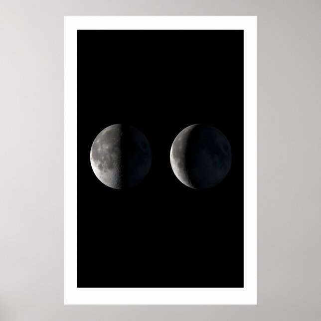 Impression d'art des phases lunaires Triptyque Lun (Devant)