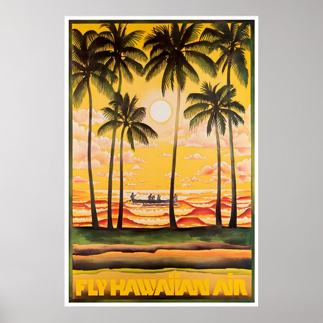 Impression d'art d'Hawaï Affiche de voyage aérien  (Devant)