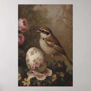 Impression d'art d'oiseau vintage Cottagecore Moin