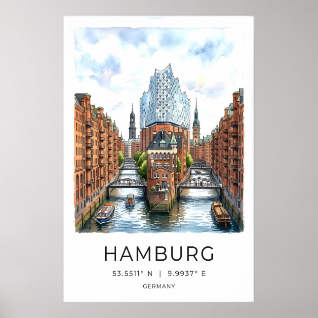 Impression d'art du canal de Hambourg - Paysage ur (Devant)