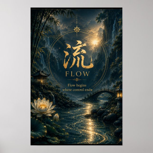 Impression d'art du caractère chinois 流 Flow (Liú) (Devant)