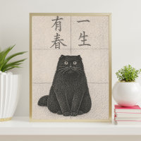 Impression d'art du chat noir japonais | Matsumoto