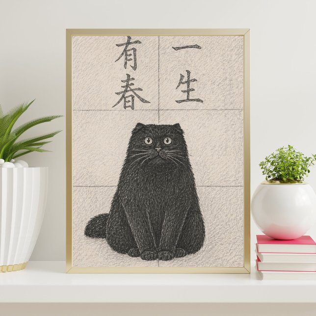 Impression d'art du chat noir japonais | Matsumoto (Créateur téléchargé)