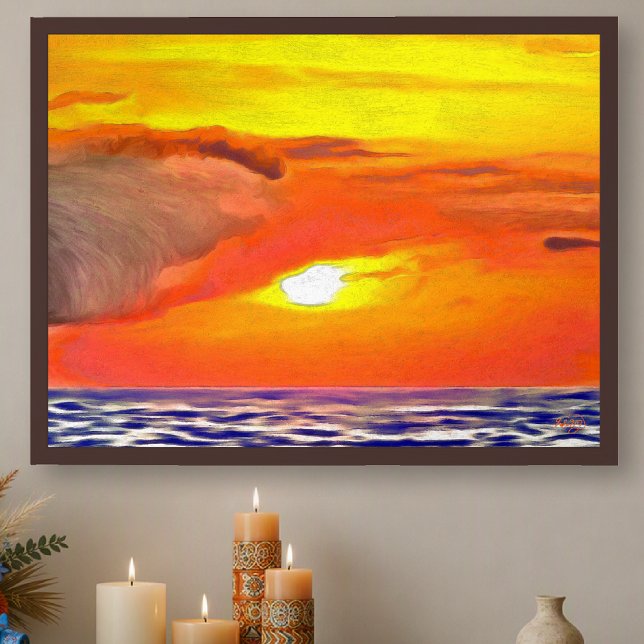 Impression d'art du coucher de soleil sur l'océan  (Créateur téléchargé)