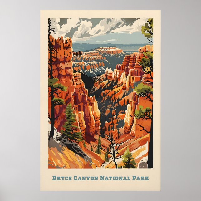 Impression d'art du parc national - Rétro Bryce Ca (Devant)