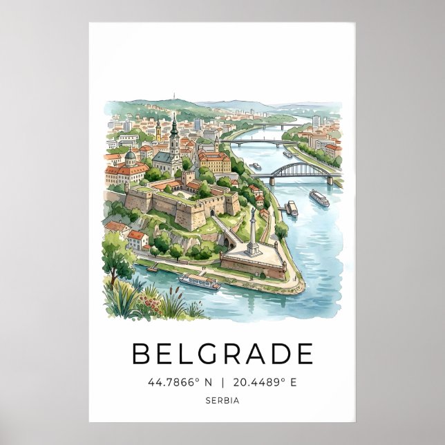 Impression d'art du paysage urbain de Belgrade - A (Devant)