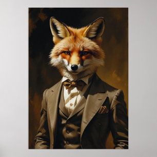 Impression d'art du renard en costume Affiche mura