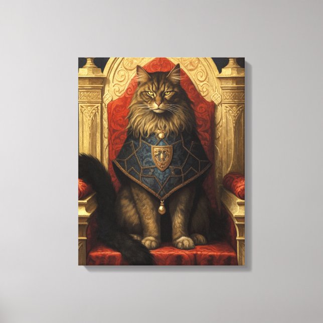 Impression d'art du trône de chat Maine Coon noble (Recto)