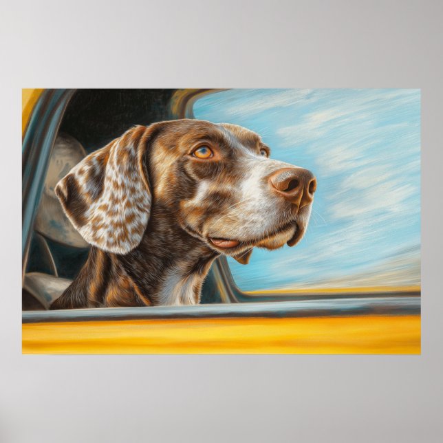 Impression d'art d'un chien tacheté en aventure en (Devant)