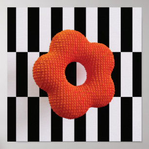 Impression d'art en 3D de fleur tricotée rétro ora