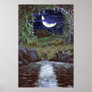 Impression d'art en acrylique de Moonlight Falls