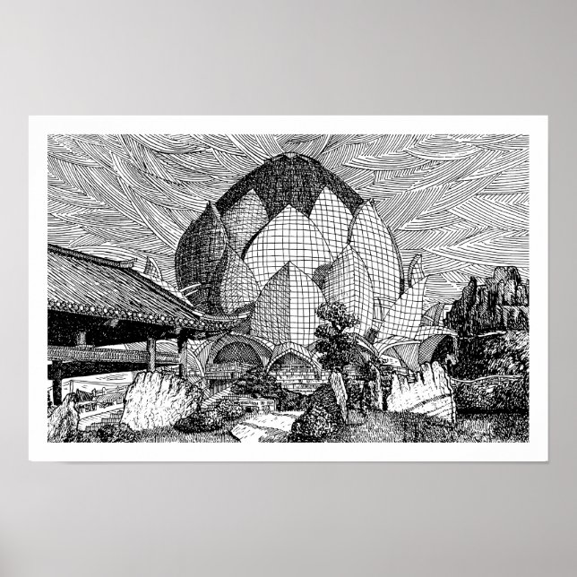 Impression d'art en ligne d'architecture de lotus  (Devant)