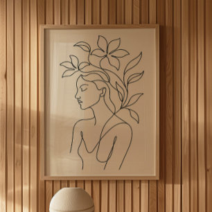 Impression d'art en ligne de femme botanique minim