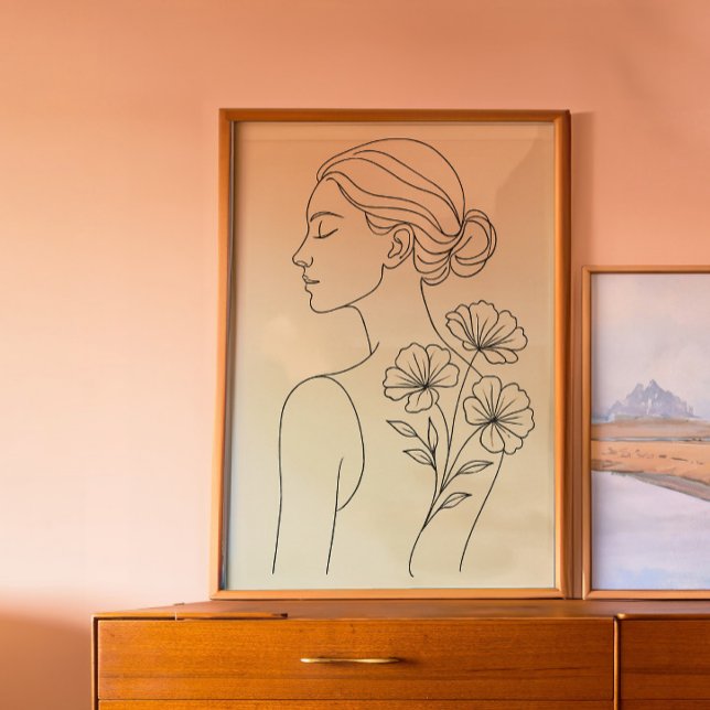 Impression d'art en ligne de femme botanique minim (Créateur téléchargé)