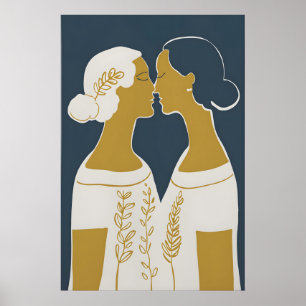 Impression d'art en ligne LGBTQ Deux femmes s'embr