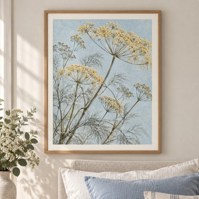 Impression d'art Fenouil dans la brise (Styled display of Fennel in the Breeze Art Print. Frame, mat and furnishings shown for illustration; select framing options separately.)