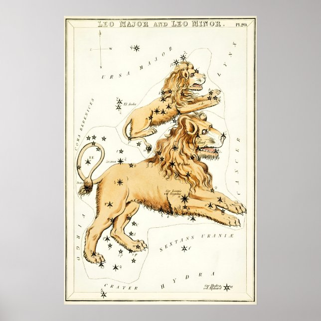 Impression d'art fine de la constellation du Lion  (Devant)