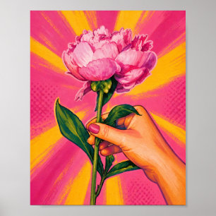Impression d'art fine Pop Art de pivoine rose