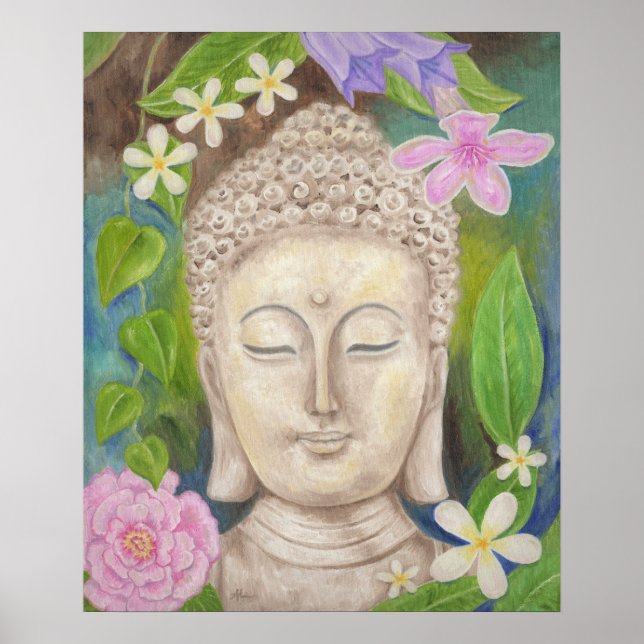 Impression d'art floral Bouddha (Devant)