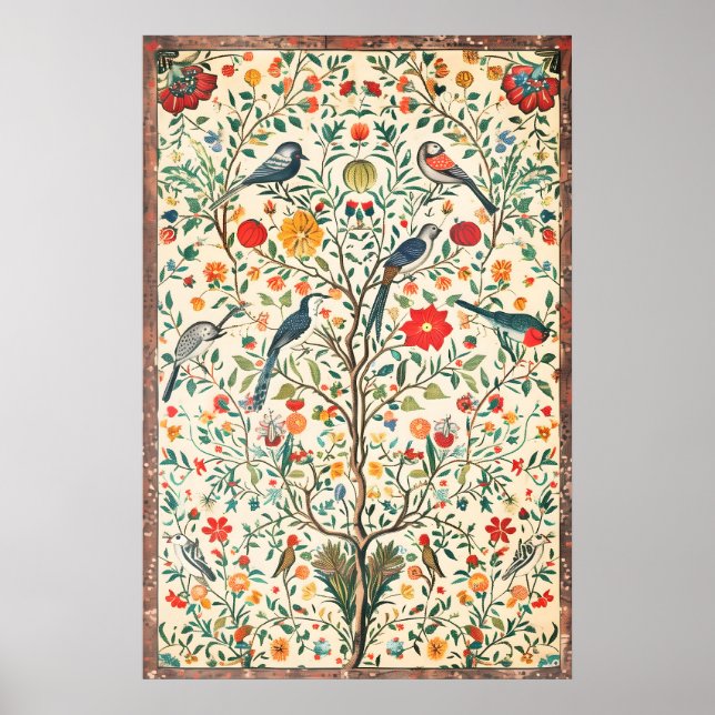 Impression d'art floral indien vintage botanique (Devant)