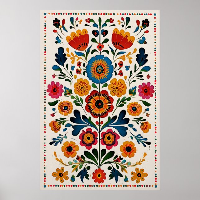 Impression d'art floral mexicain vibrant inspiré d (Devant)