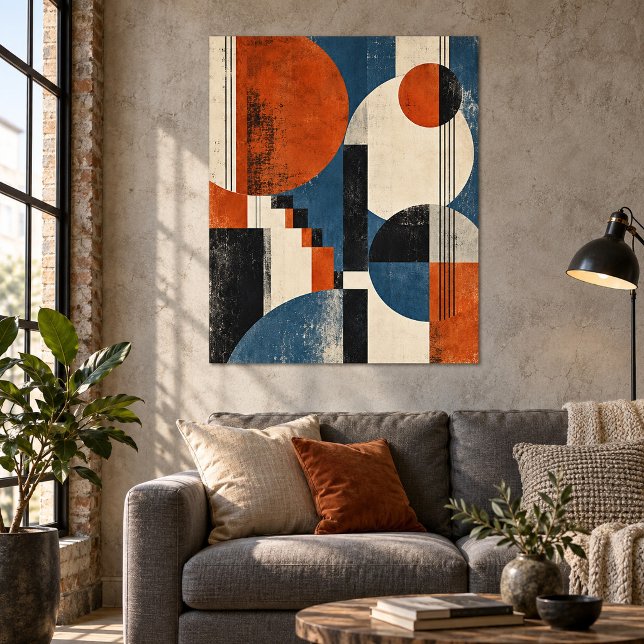 Impression d'art géométrique Rust Quiet (Unframed paper art print. All texture effects are printed. Room styling props are not included.)