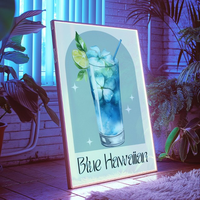 Impression d'art hawaïen bleu | Bar Decor Cocktail (Créateur téléchargé)
