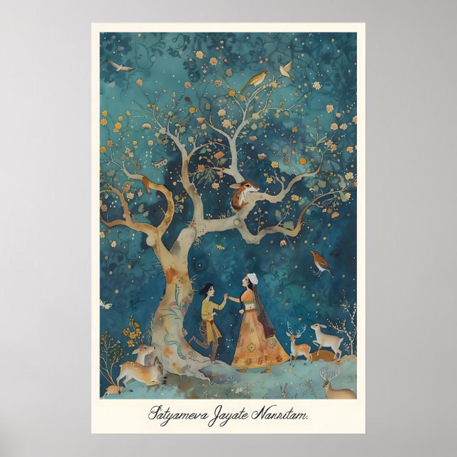 Impression d'art indien Pichwai Danse de la forêt  (Devant)