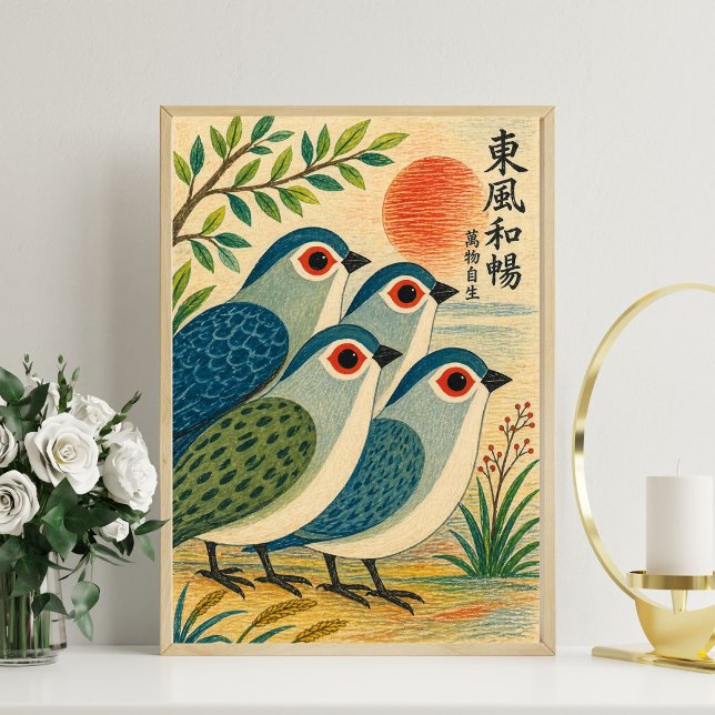Impression d'art japonais d'oiseaux du milieu du s (Créateur téléchargé)