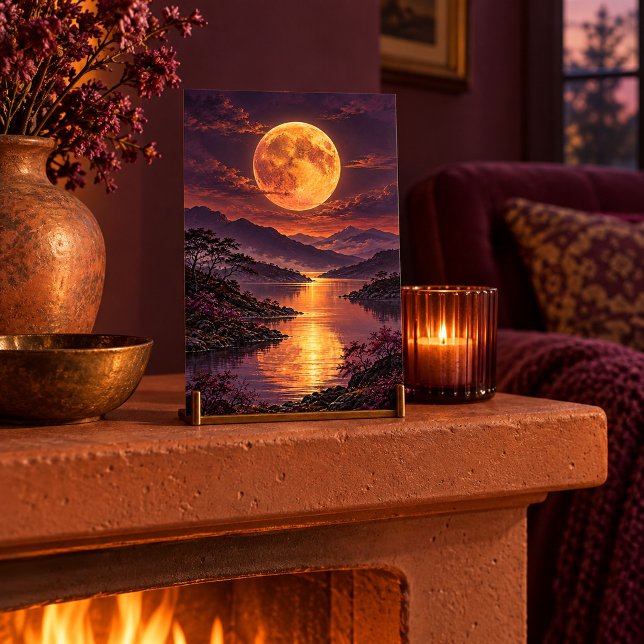 Impression d'art Lever de lune ambre (4 x 6 inch unframed semi-gloss print. Flat printed artwork. Styled scene; props not included.)