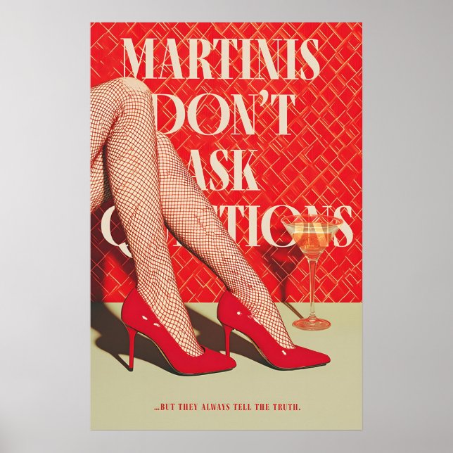 Impression d'art Martini rétro Talons rouges Glam (Devant)