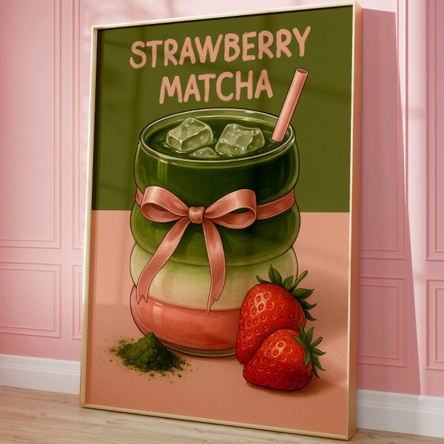 Impression d'art Matcha Fraise Esthétique, Art cul (Matcha Lover Poster)