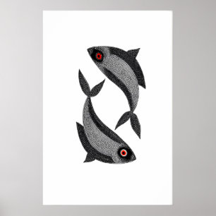 Impression d'art Matsya Duo Poisson dessiné à la m