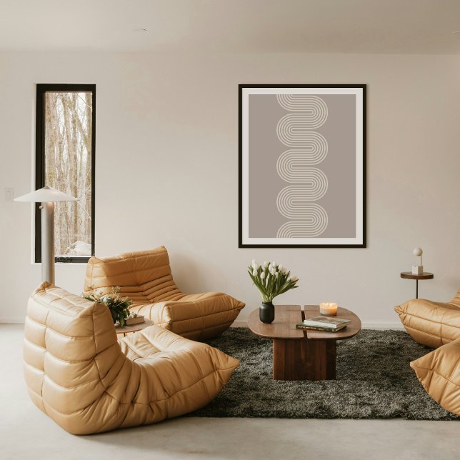 Impression d'art moderne lignes ondulées Taupe Lom (Créateur téléchargé)