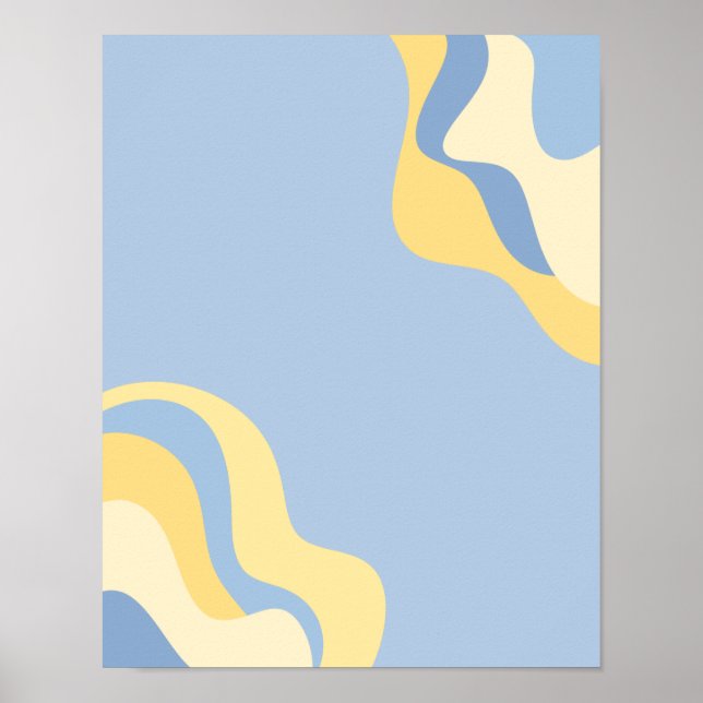 Impression d'art mural abstraite bleue et jaune en (Devant)