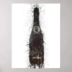 Impression d'art mural 'Black Fizz' pour bouteille