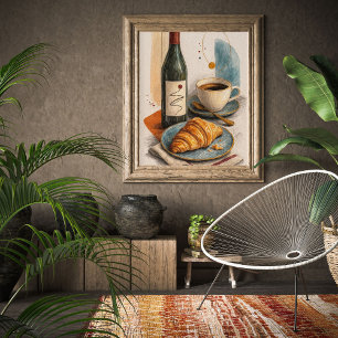 Impression d'art mural Bouteille de vin, café et c