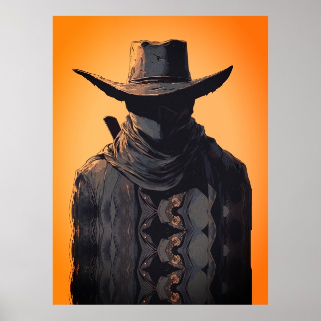 Impression d'art mural Cow-Boy Rebelle Sombre (Devant)