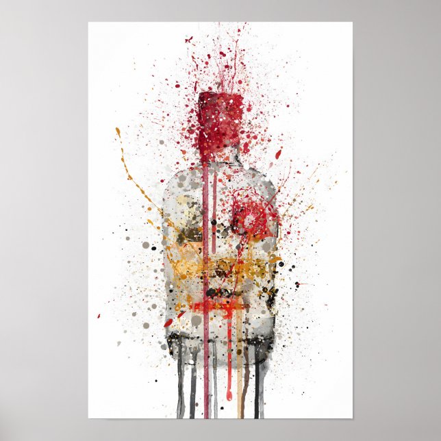 Impression d'art mural 'Crimson' de bouteille de g (Devant)