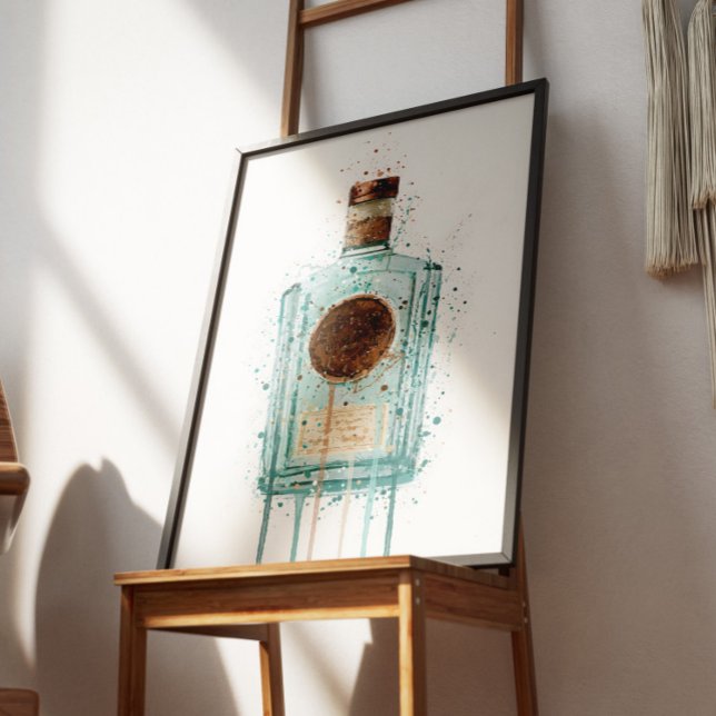 Impression d'art mural de bouteille de gin bleue (Créateur téléchargé)