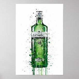 Impression d'art mural de bouteille de gin 'Leaf G