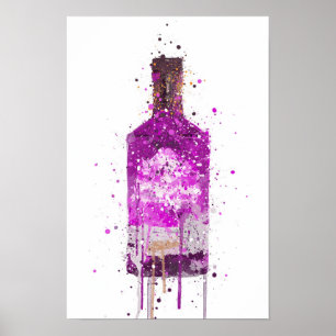 Impression d'art mural de bouteille de gin 'Magent
