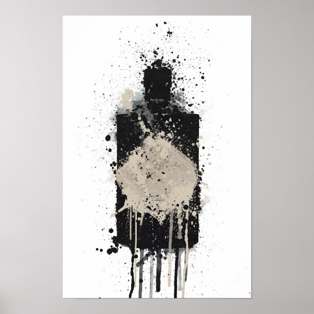 Impression d'art mural de bouteille de gin 'Onyx (Devant)