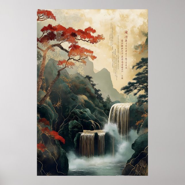 Impression d'art mural de cascade chinoise – Tradi (Devant)