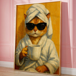 Impression d'art mural de chat de spa drôle Chat