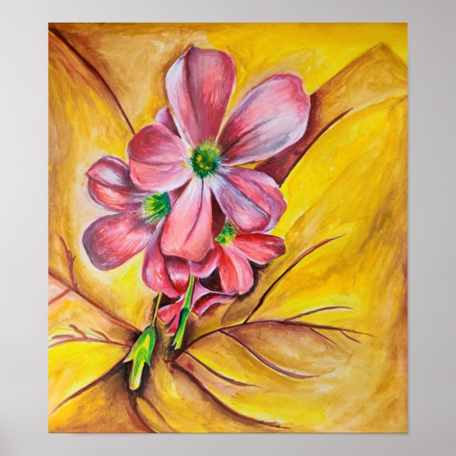 Impression d'art mural de fleurs roses de près (Devant)