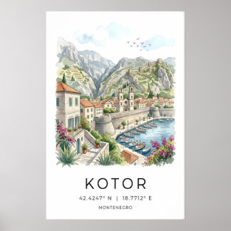 Impression d'art mural de Kotor Vue de la ville de