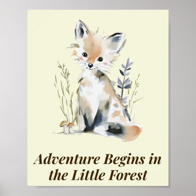 Impression d'art mural de la nurserie Woodland Fox (Devant)