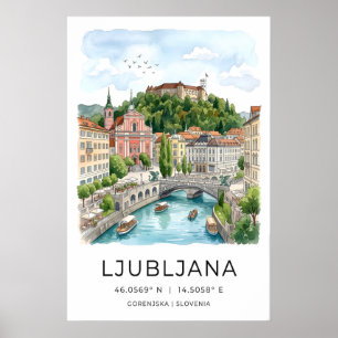 Impression d'art mural de Ljubljana Rivière et Châ